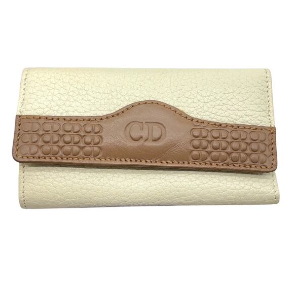 Christian Dior CD Logo Leather Beige x Brown 6-Ring Key Case W/Paper Bag - Picture 2 of 16